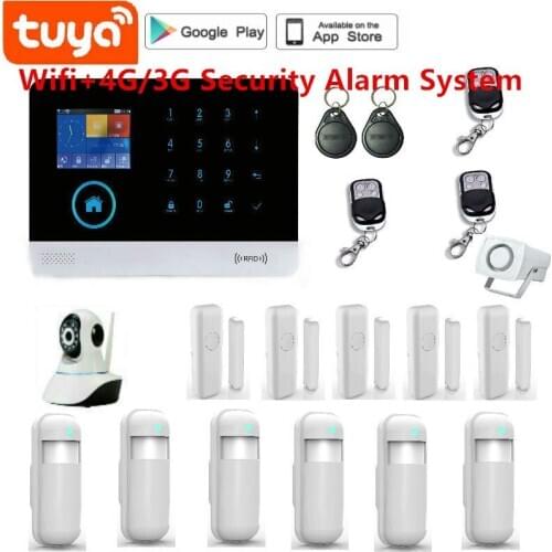 NEW Tuya WiFi 4G home Security Protection smart Alarm System Touch screen Burglar kit Mobile APP Remote Control RFID Arm and Dis