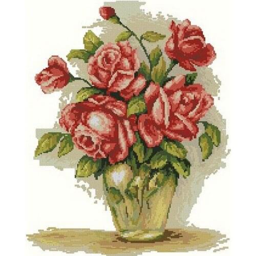 Vase Flower Needlework Cross stitch for Embroidery kits,14CT unprinted Patterns Cross-Stitching,DIY Handmade