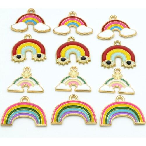 Jewelry Alloy Rainbow Pendant Charm Set for Jewelry Making DIY Earrings Necklaces Bracelets Handmade Accessories