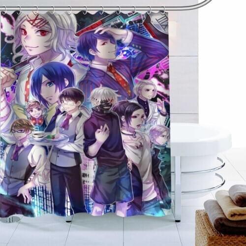 Custom Tokyo Ghoul Anime Shower Curtain Waterproof Fabric Bath Curtain 180X180cm Polyester Fabric Bathroom Curtain