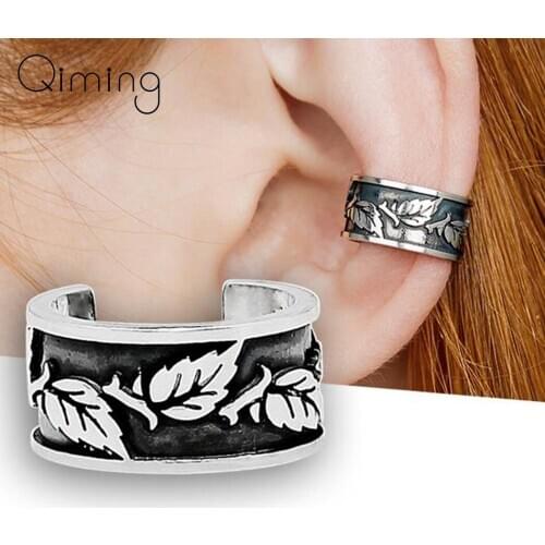 Womens Ear Cuff No Piercing Leaves Earrings Punk Floral Cartilage Men Earrings Silver Earcuff Jewelry