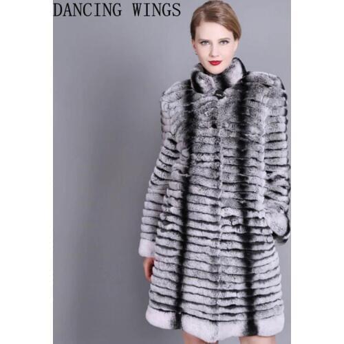 Plus Size XS-7XL Women Natural Real Fur Coat Stand collar Full Pelt Genuine Rex Rabbit Fur Long Jacket Winter Clothes Women