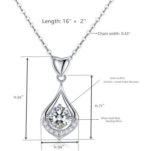 925 Sterling Silver Pendant Necklace Round Crystal Fine Jewelry For Women Romantic Engagement Accessories Gift