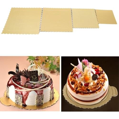 1pc Gold Round /square Cake Plate Round Base Paper Cup Cake Rack Carton Pad Party Pastry Baking Mat Ornament