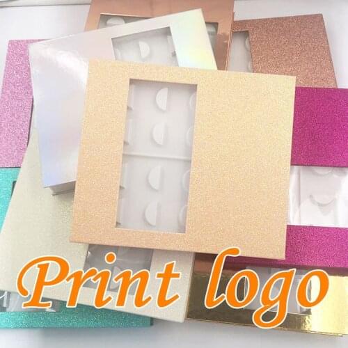 10 pairs Creative Eyelashes Package Print logo Mink Lashes Eyelash Box Wholesale Empty Lash Box Tray Rectangle Case custom logo