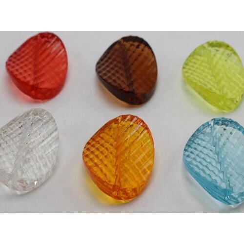 10 Mixed Colour Transparent Acrylic Twisted Leaf Beads 44X32mm