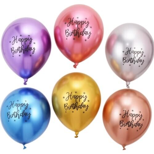 10pcs 12inch Metal Latex Balloons Happy Birthday Ballons Inflatable Helium Baloon Birthday Party Decorations Kids Adult Gifts