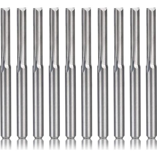 10Pcs 2 Flute Cnc Router Bits 3.175Mm Straight Slot Tungsten Steel Milling Cutter For Wood Mdf Plastic