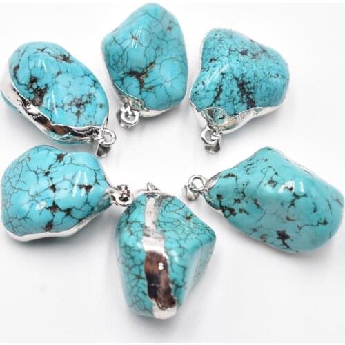 2021 New high quality Turquoise stone Irregular pendants for jewelry Accessories making 6pcs/lot Wholesale free shipping