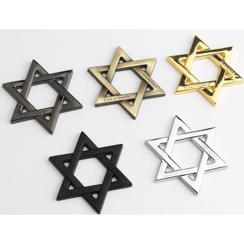 1 Pcs 3D Metal Hexagram Star of David Emblem Israel Mogen David Badge body decoration Car Stickers Auto Accessories
