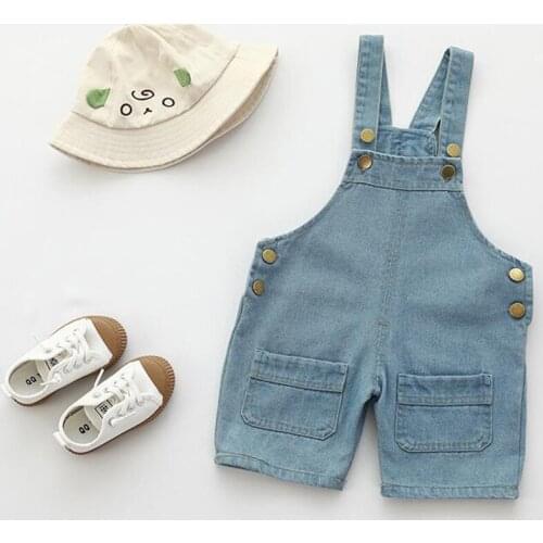 4 Pockets Design Girls Denim Shorts Summer Casual Cowboy Suspender Jeans for Toddler Girls Short Pants Children Shorts Summer