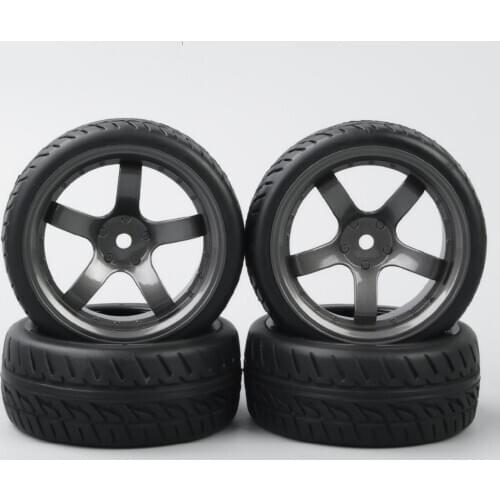 4 Pcs/Set 12mm Hex 1/10 RC Accessories and Parts On Road Racing Rubber Tyre Wheel Rim For HPI RC Model Car D5M & PP0150