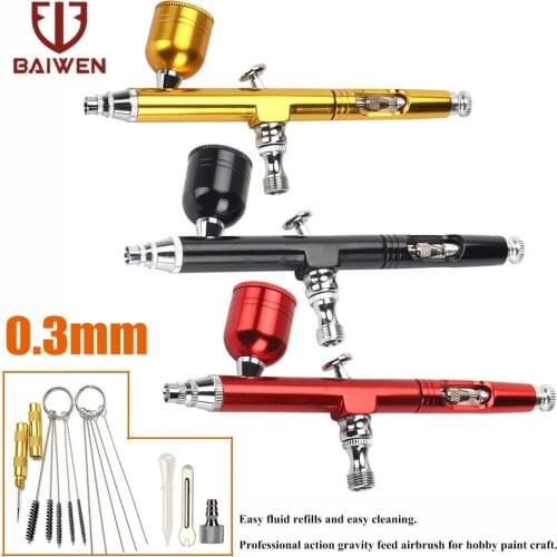 7cc Airbrush Tool Dual Action Gravity Feed Pistol Type 0.3mm Nozzle Spray Gun Cake Decorating Brushes For Nail Manicure Ceramic