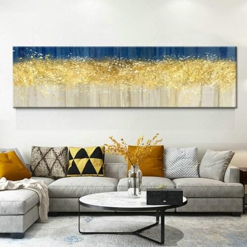 Abstract Bright Gold Drop Blue And Grey Canvas Art Modern Painting Poster Print For LivingRoom Aisle Fashion Artistic Wall Decor