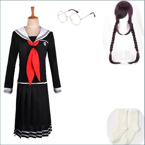 Anime Danganronpa Dangan-Ronpa 2 Toko Fukawa Cosplay Costume School Uniform Costume With Wig Glasses