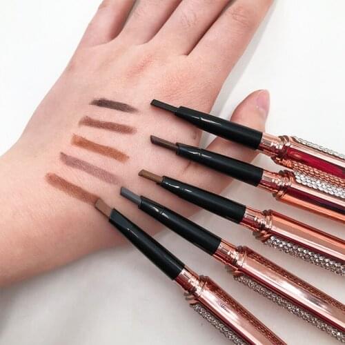 Shiny Rhinestone Double Ended Eyebrow Pencil Paint Long Lasting Tattoo Eyebrow Waterproof Eye Makeup Cosmetic Tools With Brush