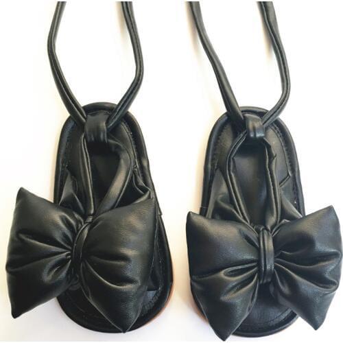 PU leather Baby Sandals Fashion Baby moccasins Bow Long lace Baby girls Shoes Girls Sandals 11.5 cm-14.5 cm