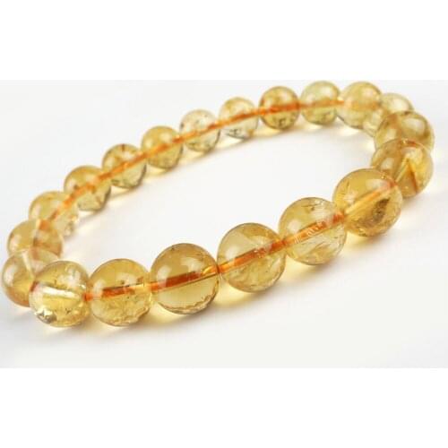 9mm Natural Yellow Citrine Quartz Bracelet Jewelry For Woman Man Wealth Gift Crystal Round Beads Reiki Gemstone Strands AAAAA