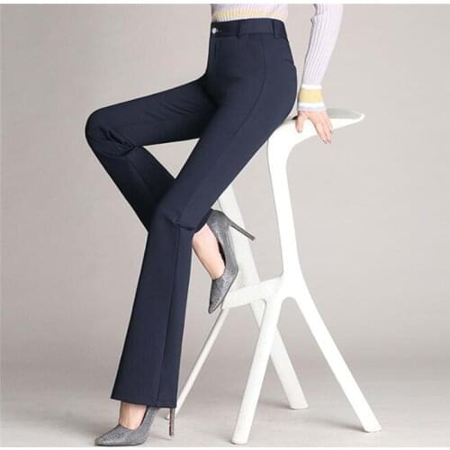 Womens Office Pants Casual Loose Ladies Trousers Lady Formal Solid Color Pants Slim Flared High Waist Trousers Plus Size