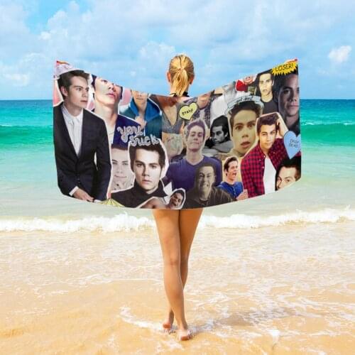 Dylan OBrien quick drying beach towel, micro foam soft flannelette, green towel, surfing camping towel