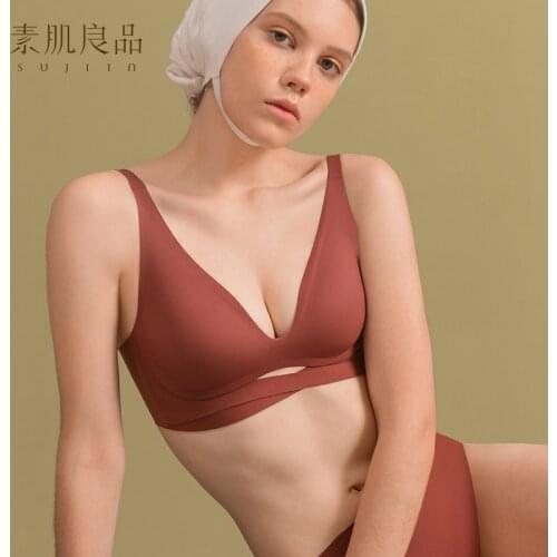 Sujiin Seamless Bra Womens Cross Push Up Underwear Minimalism Gather Small Breast Wire Free Womens Bras Female Tops MX102
