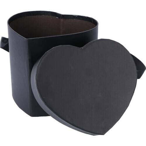 Valentines Day Flower Bucket Heart Shape Flower Wrapping Gift Box (Black)