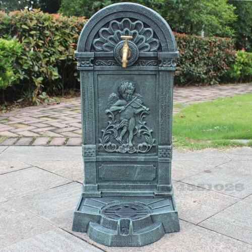 European Outdoor Cast Iron Standing Wash Basin Retro Carving Angel Home Garden Decor Wash Basin Balcony Courtyard Pool
