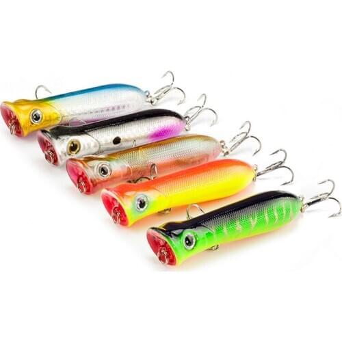 HENG JIA Popper Wobbler Fishing Lure With 6# Hooks 8Cm11G Floating Crankbait Artificial Bait Poper Pesca Carp Pike-5Pc