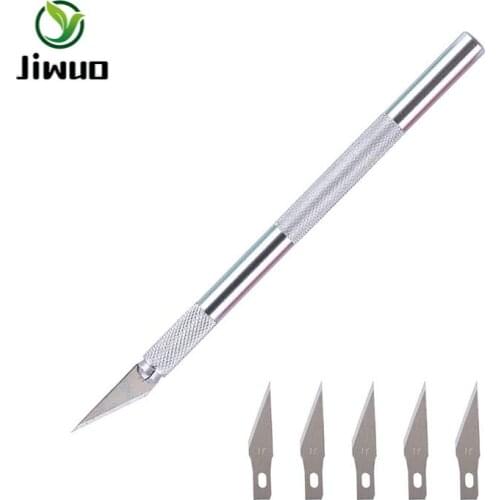 Jiwuo Carving Knife Sculpture Engrave Cutter Craft Wood Cut Scorper Sculpte Razor Sharp Woodcarve Hobby Skiving with 6 Blades