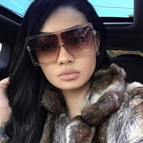 Classic Brand Designer Flat Top Oversized Sunglasses Women Vintage Luxury Square Mask Sun Glasses For Female Male Shades UV400