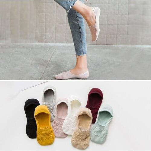 5 Pairs New Lady Casual Breathable Ankle Boat Socks Girls Fashion Invisible Non-slip Cotton Women Socks Set Low Cut Candy Color