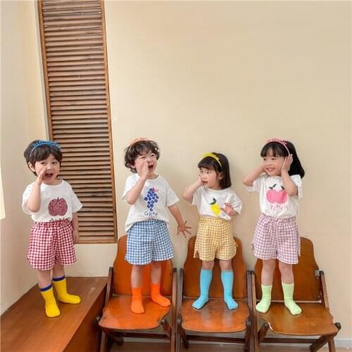 New childrens suit summer childrens short sleeve Shorts Set pure cotton Korean baby two piece set