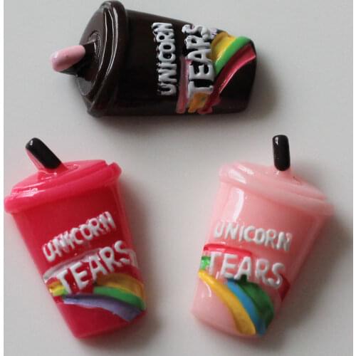 Colorful Cute New Resin Unicorn-Tears Sippy Cup Miniature Food Art Flatback Cabochon DIY Craft Decoration