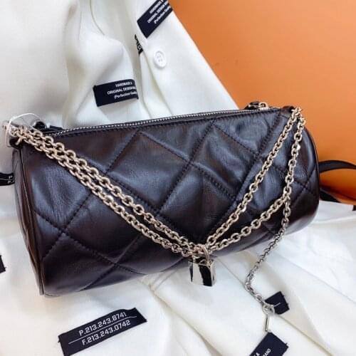 OUSSON New Design Small Cylinder Leather One-Shoulder Bag Exquisite Female Retro Crossbody Bag