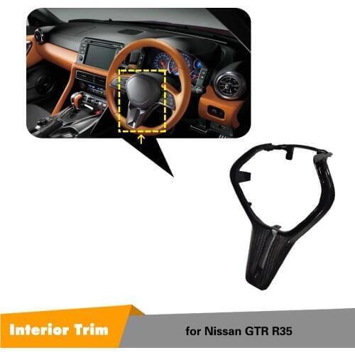 For Nissan R35 GTR 2 Dry Carbon Fiber Steering Wheel Cover Replacement Interior Trim 2017-2019 Only suitable for standard