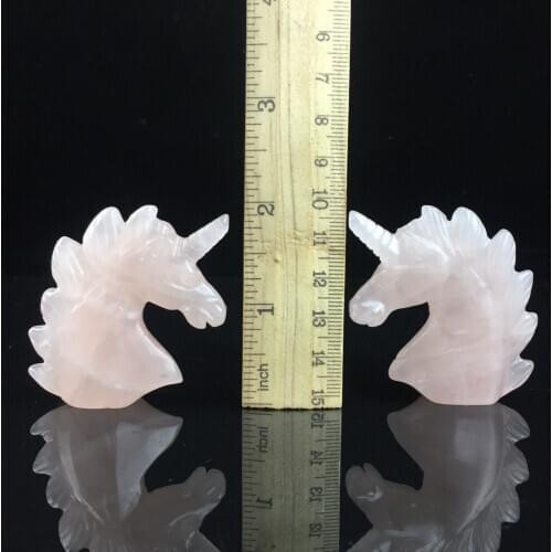 Natural rose quartz Hand Carved Unicorn Skull Crystal Reiki Healing 1pcs
