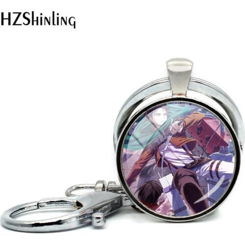2018 New Attack on Titan Levi Rivaille Ackerman Keyrings For a Woman SnK Petra Ral Glass Cabochon Keychain