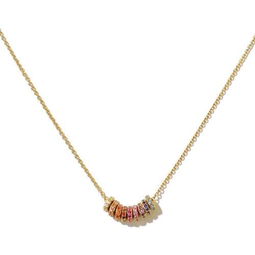 New minmal dainty rainbow cz floating moving rainbow cz choker necklaces simple cz charm delicate women jewelry gold filled