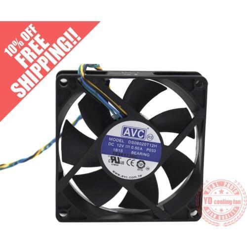 NEW AVC 8020 8CM DS08020T12H 0.50A 4Pin cooling fan