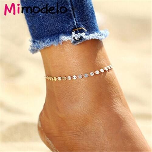 Gold Silver Color Retro Coin Anklets For Women Vintage Yoga Beach Ankle Sequins Bracelet Sandals Brides Shoes Barefoot Gifts