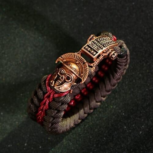 Charm Mens Paracord Bracelet Fashion Helmet Shape Braided Bracelet Hiking Camping Outdoor Survival Parachute