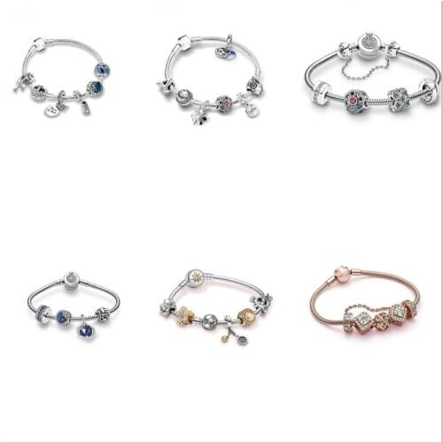 Autumn S925 Sterling Silver Fluffy Camel Skeleton Girl Traditional Rickshaw Charm Clip T-shaped Snake Snake Pandora Bracelet