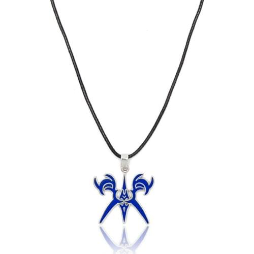 Hot Anime Fate Stay Night Saber Charm Pendant Necklace Fate Zero Blue Enamel Metal Necklace For Men Women Jewelry Gifts