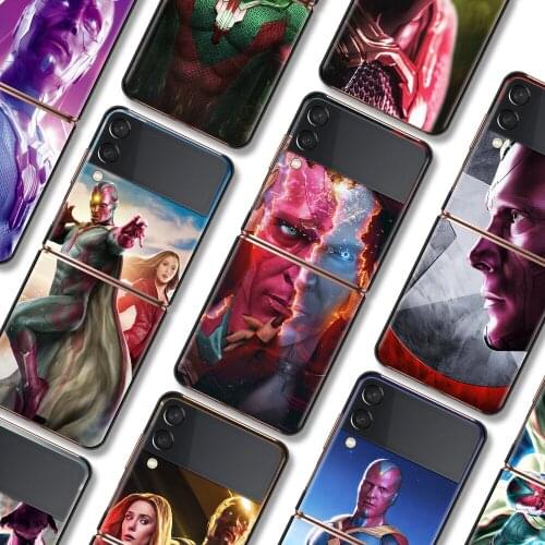 Vision marvel hero Shockproof Cover for Samsung Galaxy Z Flip Flip3 5G Black Phone Case Shell Hard Fundas Coque Capa