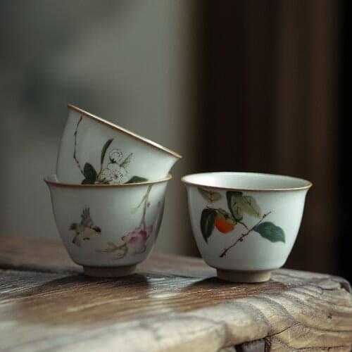 Ru Tea Cup Ru-porcelain Gracked Glaze Can Raise Large Size Teacup New Chinese Style Ceramic Single Cup Master Cup Teacups