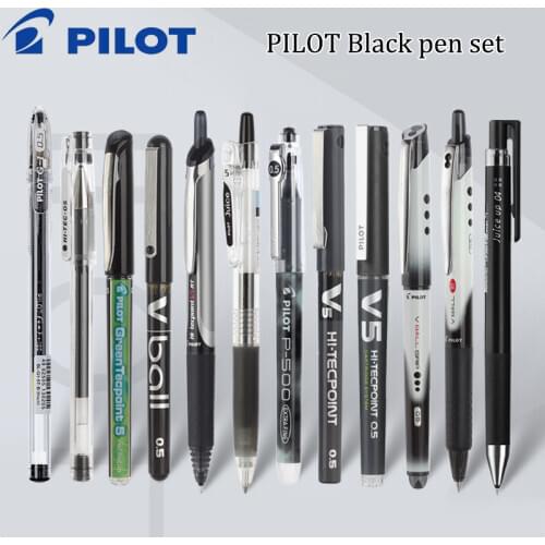 PILOT Black Pen Large Collection Concentrated Pen Set 0.5mm Push-type V5 Student G1/P500 Test Stationery