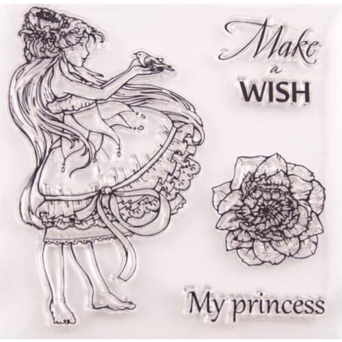 Girl Flower Transparent Clear Silicone Stamp Seal DIY Scrapbook Rubber Stamping Coloring Embossing Diary Decor Reusable T3040