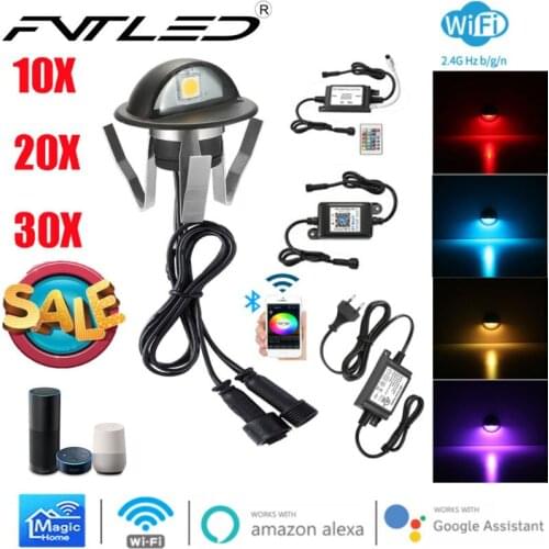 10xSmart Home Wifi/Bluetooth Controller 35mm RGB 12V Black Half Moon LED Deck Stair Light Outdoor Floor Led Dimmer Terrace Lamp