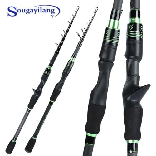 Sougayilang 1.8m-2.4m Telescopic Ultra Light Lure Fishing Rod Carbon Fiber Spinning Casting Portable Fishing Pole Fishing Tackle