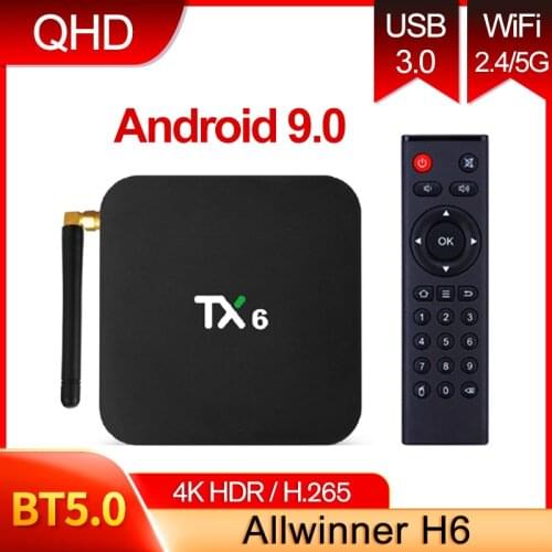TX6 QHDTV Android 9.0 TV Box BT 5.0 Allwinner H6 Quad Core Smart TV Box With 2.4G 5G Dual WiFi 4G 32G 64G 4K H.265 Set Top Boxes